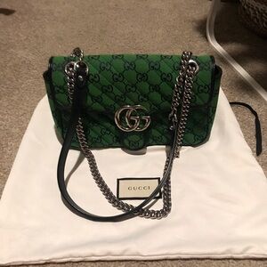 Gucci Monogram Multicolor Matelasse Diagonal Small GG Marmont Shoulder Bag